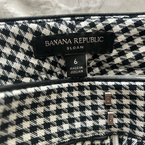 Banana Republic Women’s Sloan B&W Houndstooth & Faux Leather Trim Pants Size 6 - Picture 6 of 9